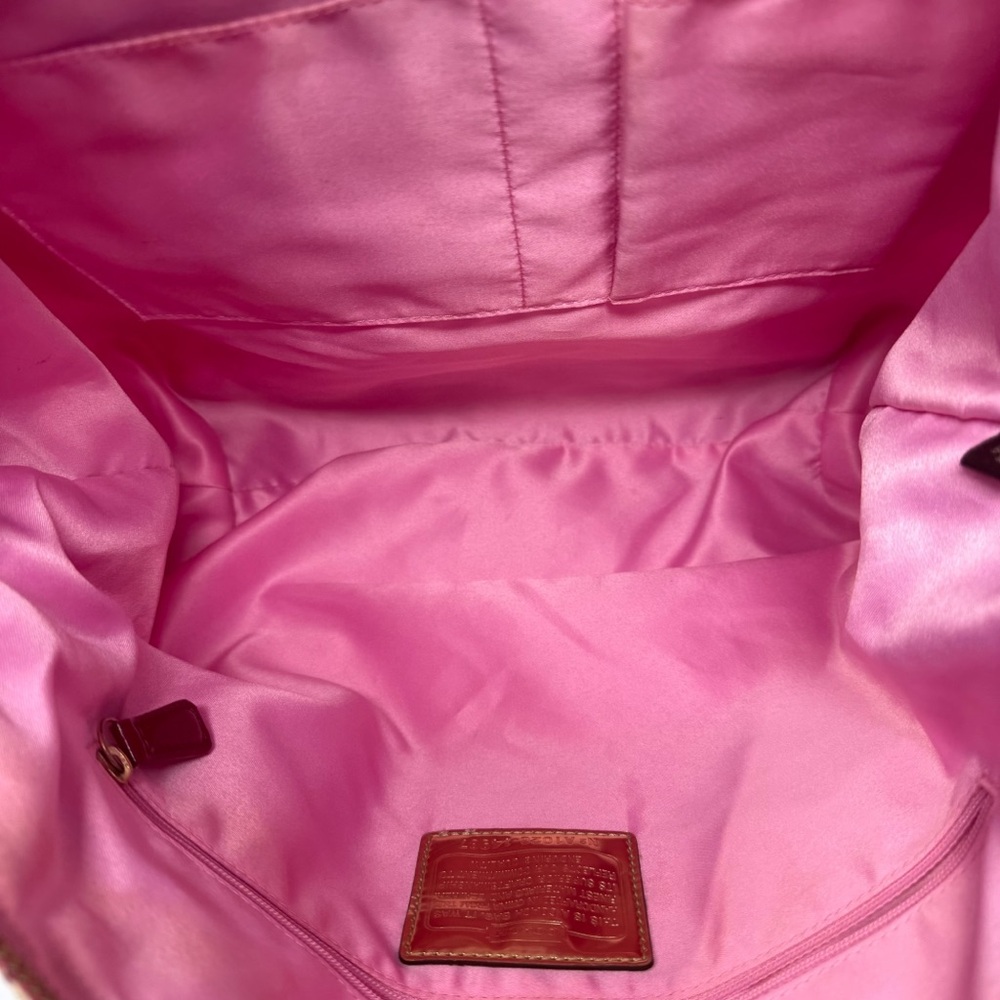 Coach Poppy Graffiti Tote Bag Pink Red Canvas Leather Trim Large Shoulder Bag - Picture 4 of 16